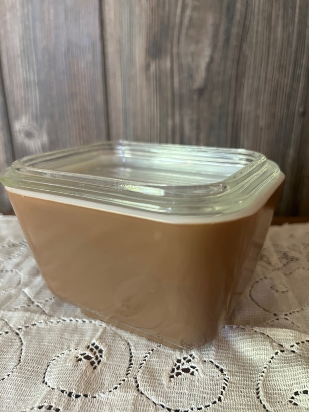 Pyrex Brown Glass Storage Dish with Clear Lid